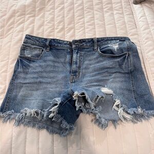 Distressed Denim Blue Shorts